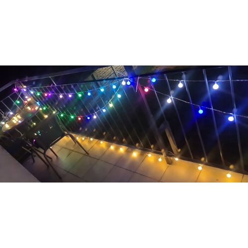 LAMPKI ZEWNĘTRZNE OGRODOWE GIRLANDA 50 kulek LED BIAŁE CIEPŁE 15 mb 1500cm