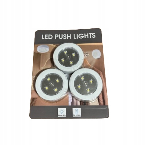 Lampka LAMPKI LED push meblowe dotykowe do szafy B Zestaw 3 szt BIAŁE ZIMNE