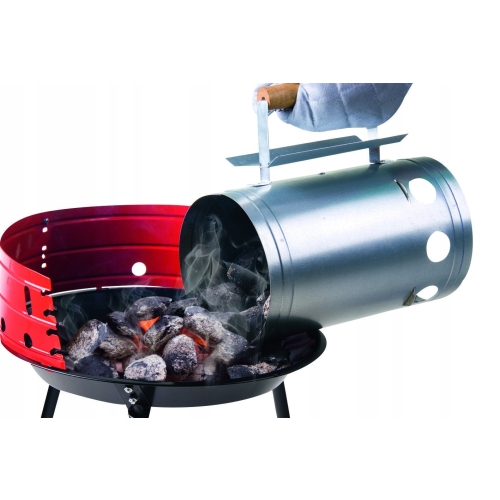 KOMIN DO ROZPALANIA WĘGLA GRILLA OGNISKA KOMINKA BBQ DUŻY SREBRNY XXL