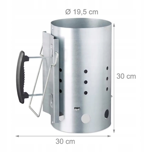 KOMIN DO ROZPALANIA WĘGLA BRYKIETU BBQ KOMINKA OGNISKA GRILLA 26x17cm Silve