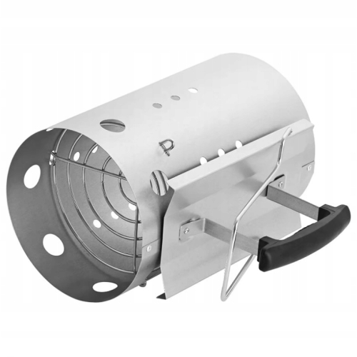 KOMIN DO ROZPALANIA WĘGLA BRYKIETU BBQ KOMINKA OGNISKA GRILLA 26x17cm Silve