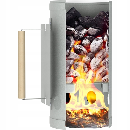 KOMIN DO ROZPALANIA WĘGLA BRYKIETU BBQ KOMINKA OGNISKA GRILLA 26x17cm Sreb6