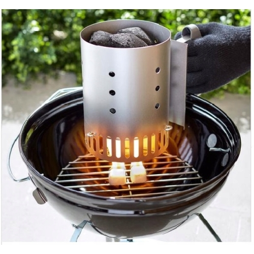 KOMIN DO ROZPALANIA WĘGLA BRYKIETU BBQ KOMINKA OGNISKA GRILLA 26x17cm Sreb6