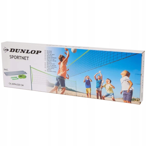 Siatka do siatkówki tenisa badmintona sportowa Dunlop 609x220cm 2 słupki 24