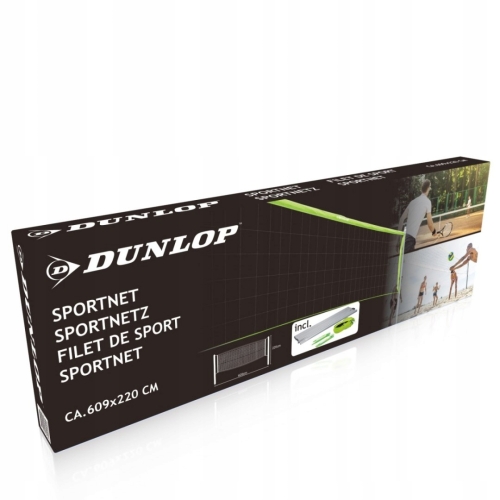 Siatka do siatkówki tenisa badmintona sportowa Dunlop 609x220cm 2 słupki 24