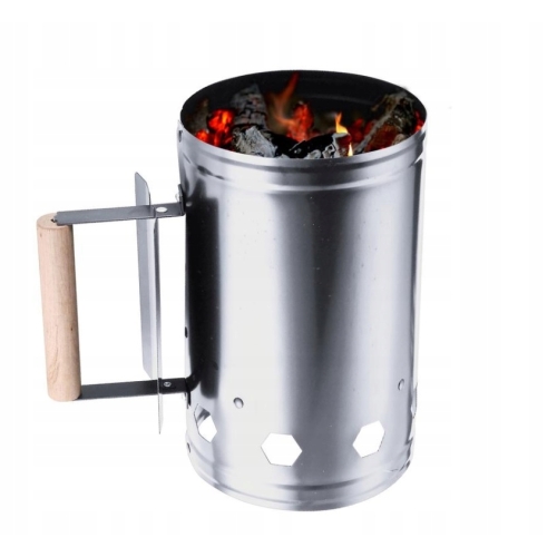 Komin do rozpalania węgla Grilla kominka ogniska BBQ 28x16cm Srebrny metal/