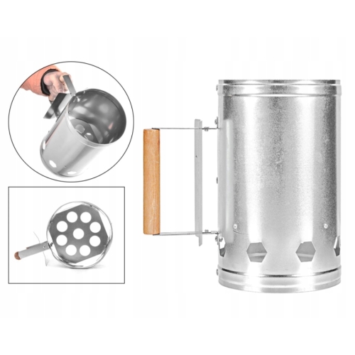 Komin do rozpalania węgla Grilla kominka ogniska BBQ 28x16cm Srebrny metal/