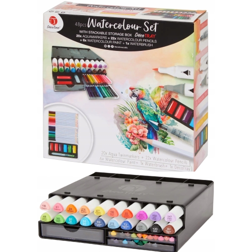 Zestaw akwareli WATERCOLOR i markerów AQUAMARKERS DécoTime 48 elementów mix