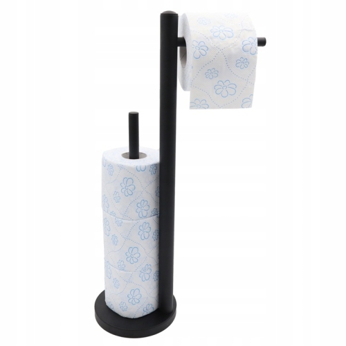 STOJAK UCHWYT NA PAPIER TOALETOWY METALOWY ŁAZIENKA AKCESORIA 51cm czarny A