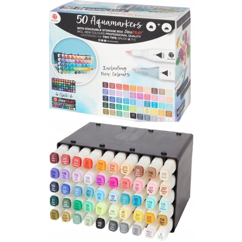 MARKERY DWUSTRONNE AKWARELOWE WODNE PISAKI DECOTIME ZESTAW 50 sztuk 28-138C