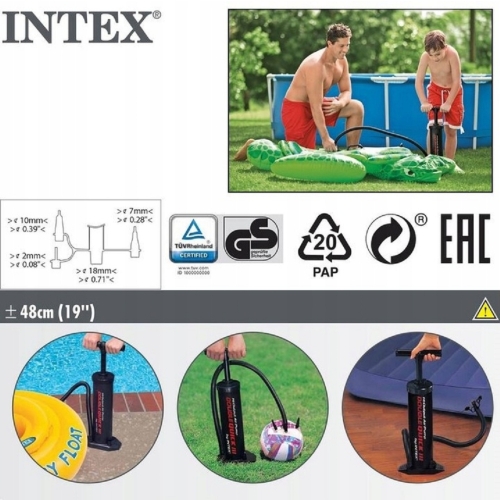 MATERAC WELUROWY 191x76x25 cm INTEX 64756KM + Pompka Tłokowa 2 kierunkowa