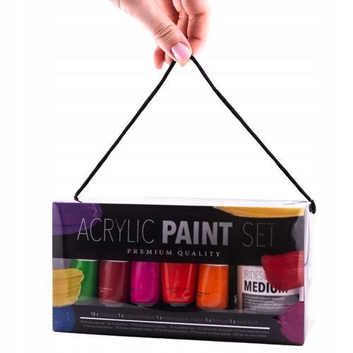 Zestaw artystyczny farb akrylowych Avec PROFESJONALNE 18 x 21 ml + 2 pędzle