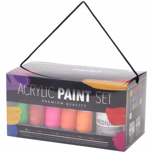 Zestaw artystyczny farb akrylowych Avec PROFESJONALNE 18 x 21 ml + 2 pędzle