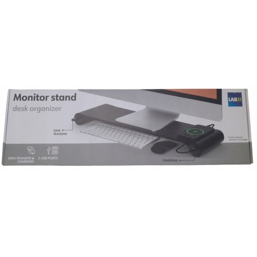 STOJAK Półka Podstawka Stolik Na Laptopa Monitor Ładowarka Port USB Czarna