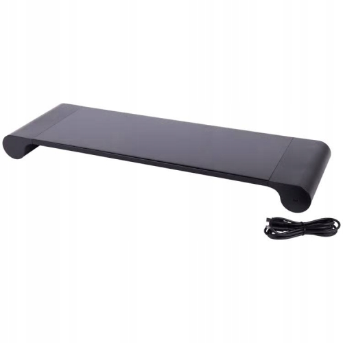 STOJAK Półka Podstawka Stolik Na Laptopa Monitor Ładowarka Port USB Czarna