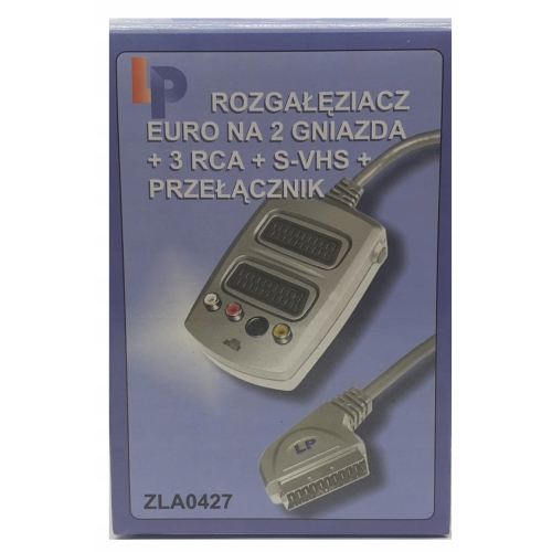 Rozgałęźnik ZLA0427 Euro SCART 1x wtyk - 2x gniazda 3x RCA SVHS kabel 0,3m