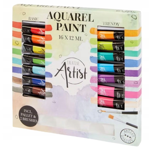 Farby akwarelowe Creative Artist 16 tubek 192 ml do prac artystycznych