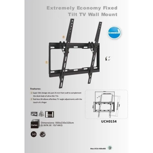 Uchwyt na telewizor Cabletech UCH0154 REGULOWANY SLIM 35KG UNIWERSALNY LED