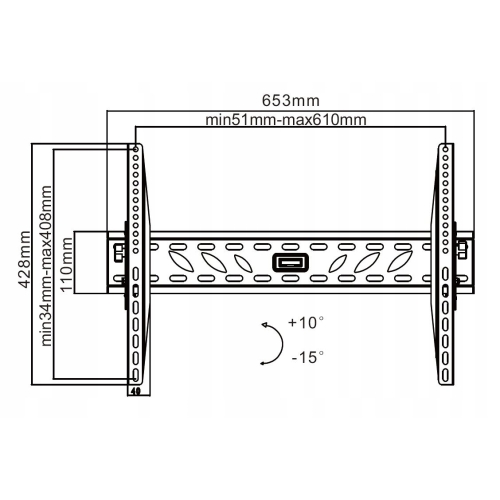 Uchwyt na telewizor Cabletech UCH0121 37-70' 50KG ULTRA SLIM MOCNY UCHYLNY