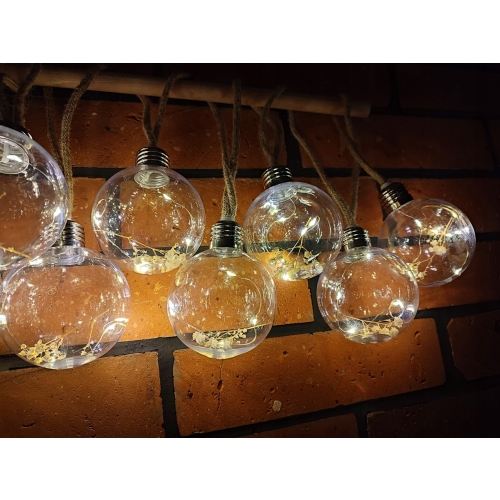 GIRLANDA Łańcuch świetlny żarówki 8 kul 40 LED Białe Ciepłe na baterie