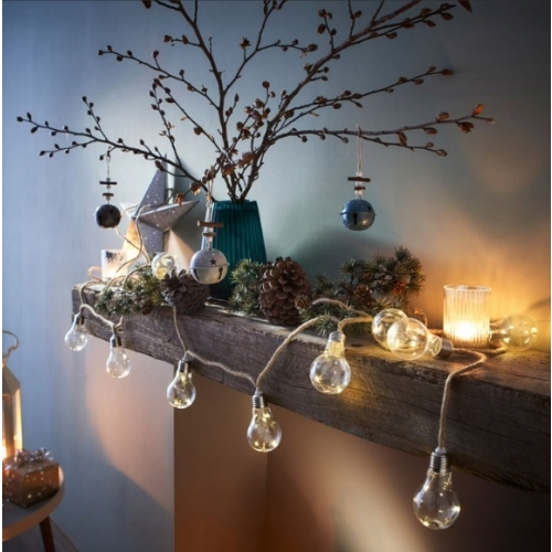 GIRLANDA Łańcuch świetlny żarówki 8 kul 40 LED Białe Ciepłe na baterie
