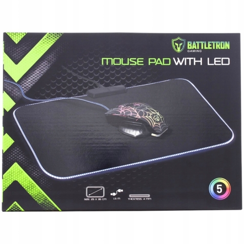 PODKŁADKA POD MYSZ BATTLETRON RGB ZMIENIAJĄCA KOLOR 25x35CM 4MM LED USB-C