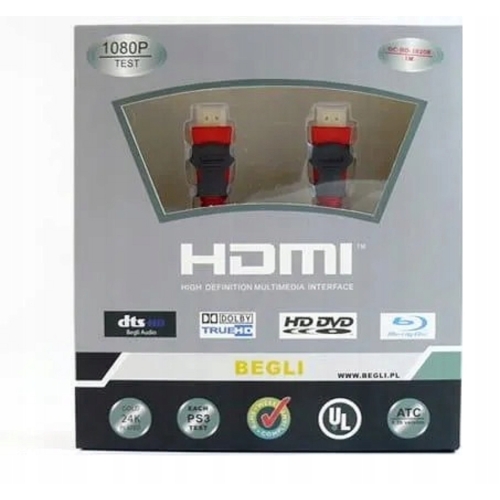 KABEL PRZEWÓD HDMI 4M BEGLI GOLD GC-HD-1020R WYSOKIEJ KLASY 1080P W OPLOCIE