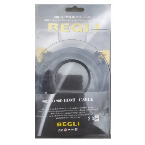Kabel KĄTOWY HDM -HDMI GOLD GC-HD 1103 2.0M WYSOKA JAKOŚC W OPLOCIE GEGLI
