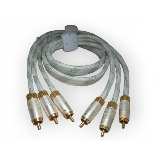 PRZYŁĄCZE 3 WTYK RCA NA 3 WTYK RCA PERFEKT BEGLI GOLD WYSOKIEJ JAKOŚCI 0,6M