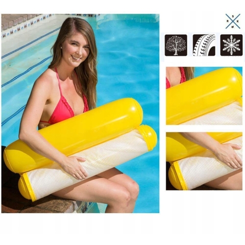 DMUCHANY HAMAK WODNY Z SIATKĄ MATERAC LEŻAK DO OPALANIA 128 x 80 cm RÓŻOWY