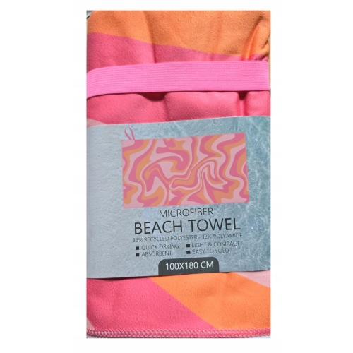 Kompaktowy ręcznik plażowy z mikrofibry 100cm x 180cm wielokolorowy różowy