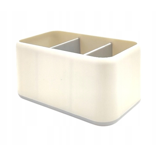 Organizer na biurko na długopisy przybory spinacze beżowy 15 x 10 x 8 cm