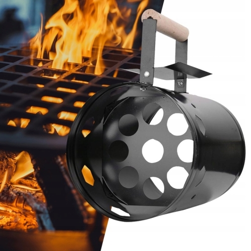 KOMIN DO ROZPALANIA WĘGLA BRYKIETU BBQ KOMINKA OGNISKA GRILLA 26x17cm STAL