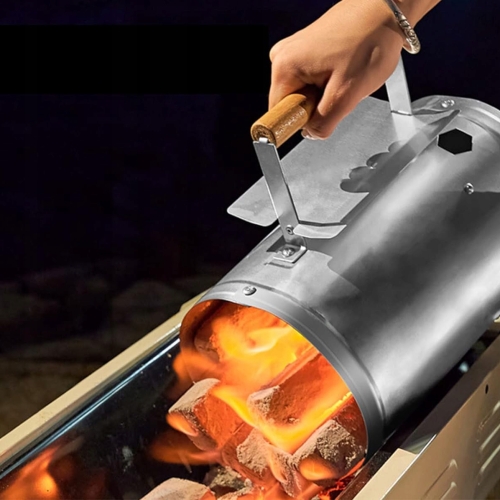 KOMIN DO ROZPALANIA WĘGLA KOMINKA BBQ BRYKIETU OGNISKA GRILLA 26x17cm Sre22