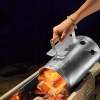 KOMIN DO ROZPALANIA WĘGLA GRILLA OGNISKA KOMINKA BBQ DUŻY SREBRNY WYDAJNY
