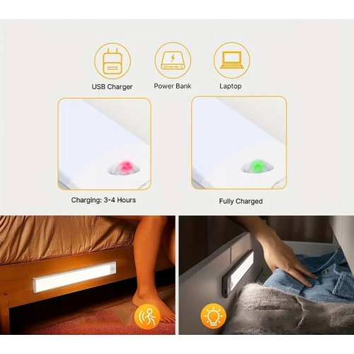 Lampka GRUNDIG podszafkowa CZUJNIK RUCHU 30x4x0,9 cm AKUMULATOROWA LED