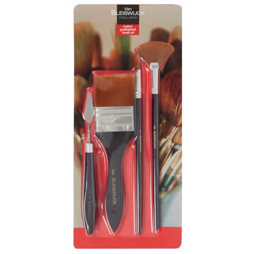 Pędzle artystyczne malarskie Brush set 3 pędzli + szpatułka Van Bleiswijck