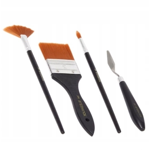 Pędzle artystyczne malarskie Brush set 3 pędzli + szpatułka Van Bleiswijck
