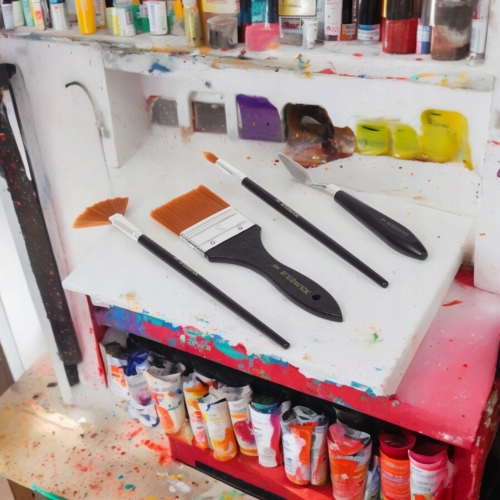 Pędzle artystyczne malarskie Brush set 3 pędzli + szpatułka Van Bleiswijck
