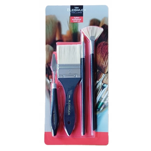 Pędzle artystyczne malarskie Brush set 3 pędzli + szpatułka Van Bleiswijck