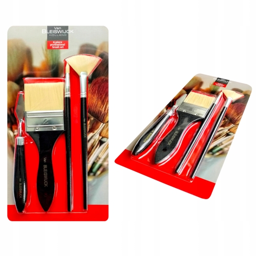 Pędzle artystyczne malarskie Brush set 3 pędzli + szpatułka Van Bleiswijck