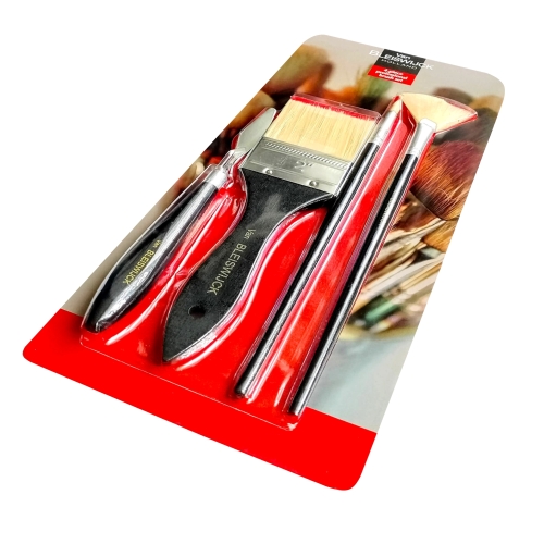 Pędzle artystyczne malarskie Brush set 3 pędzli + szpatułka Van Bleiswijck