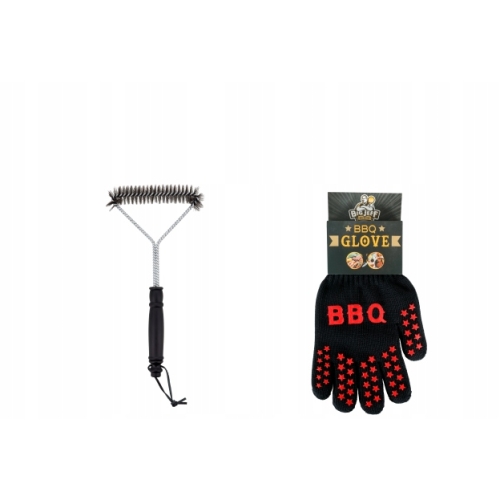 Szczotka do grilla BBQ 3w1 skrobak uchwyt gąbka Absolu Chic poręczna mała 1