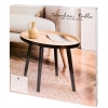 STOLIK KAWOWY DO SALONU 50x50x38 cm BEŻOWO BIAŁY Z DREWNA GLAMOUR LOFTOWY