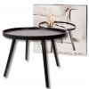 STOLIK KAWOWY DO SALONU 50x50x38 cm BEŻOWO BIAŁY Z DREWNA GLAMOUR LOFTOWY