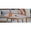 STOLIK KAWOWY DO SALONU 50x50x38 cm BEŻOWO BIAŁY Z DREWNA GLAMOUR LOFTOWY