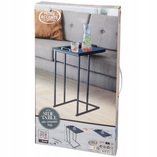 STOLIK KAWOWY DO SALONU 50x50x38 cm BEŻOWO BIAŁY Z DREWNA GLAMOUR LOFTOWY