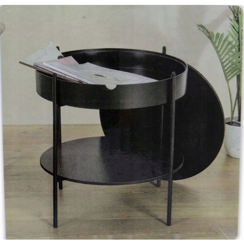 STOLIK KAWOWY DO SALONU 50x50x38 cm BEŻOWO BIAŁY Z DREWNA GLAMOUR LOFTOWY