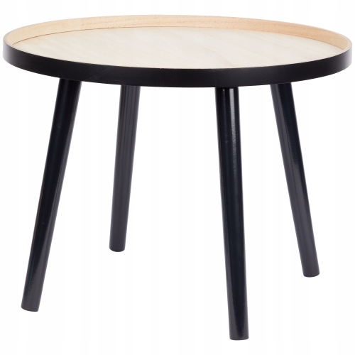 STOLIK KAWOWY DO SALONU 50x50x38 cm BEŻOWO BIAŁY Z DREWNA GLAMOUR LOFTOWY