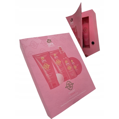 Zestaw upominkowy Spa Exclusives Żel Peeling Masło Kula do kapieli Cherry